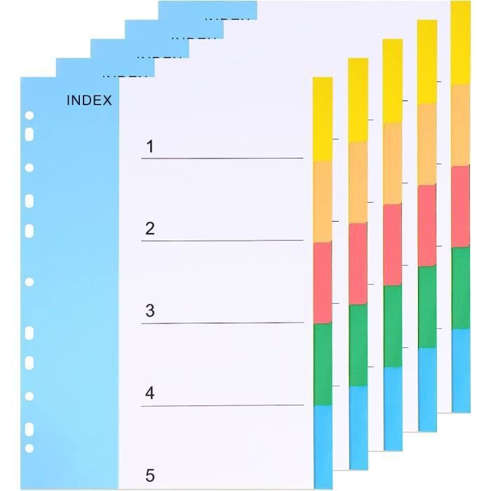 Perfect Line 100 Intercalaires Classeur A4, Forme Trapézoïdale, Bandes De Séparation En Carton