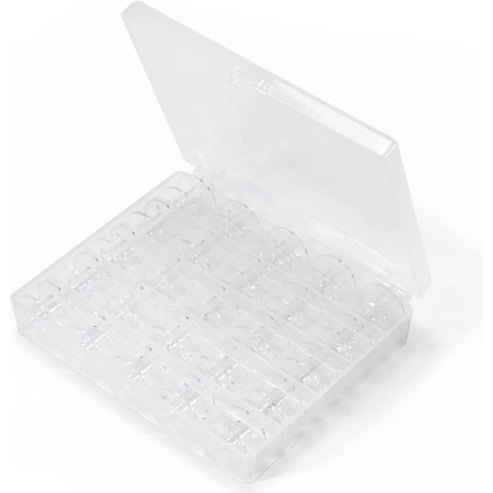 Lot De 25 Canettes Pour Machine à Coudre Universelle - Plastique Transparent Avec Boîte De Rangement - Cheerhom