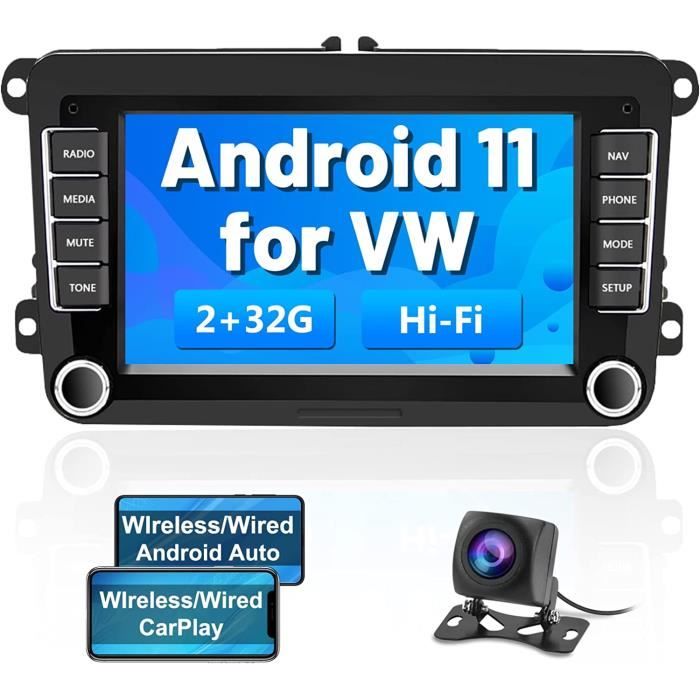 Hikity Android Autoradio Carplay sans Fil pour VW Golf 5 6 Polo