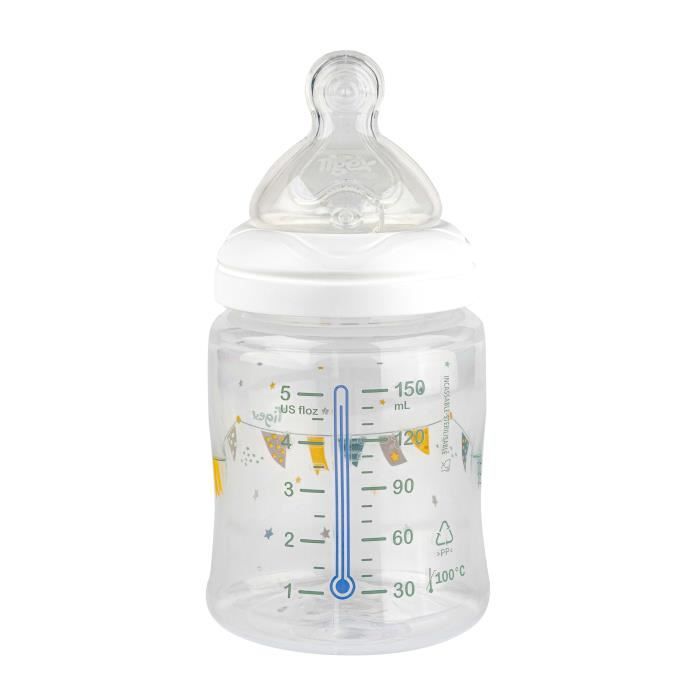 Tigex Biberon Col Large Multi Flow 1er Age 150 Ml Tetine 0 6 Mois Decor Garcon Cdiscount Puericulture Eveil Bebe