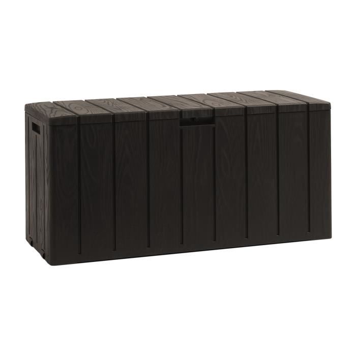 Keter Malle Hollywood 270L - Boîte De Rangement Extérieur Marron Effet Bois