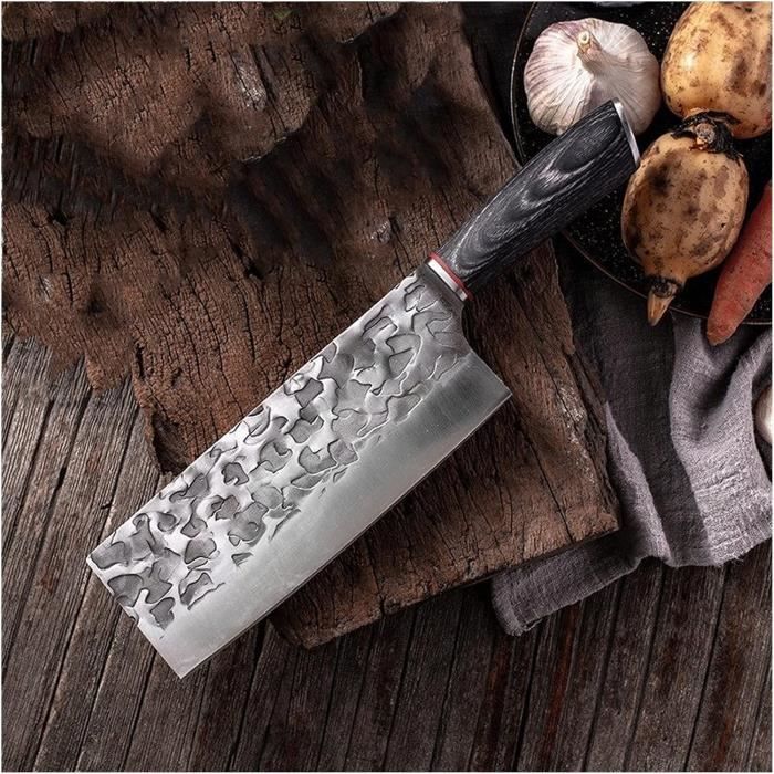 Couteau de cuisine couperet japonais acier damas couteaux de chef outil de  tranchage de viande - Cdiscount Maison