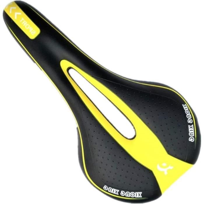 Selle De Vélo Confort Jaune Ultra Douce En Cuir Microfibre – Ergonomique Pour VTT, Route Et Vélo Urbain