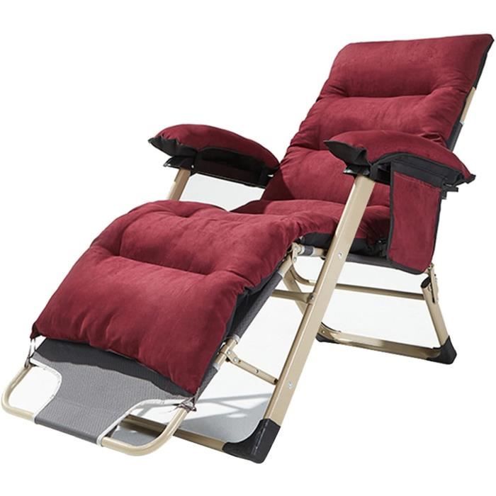Chaise Longue Jardin Pliante WoRaum – Dossier Réglable 90-170°, Charge 120 Kg, Coussin Inclus