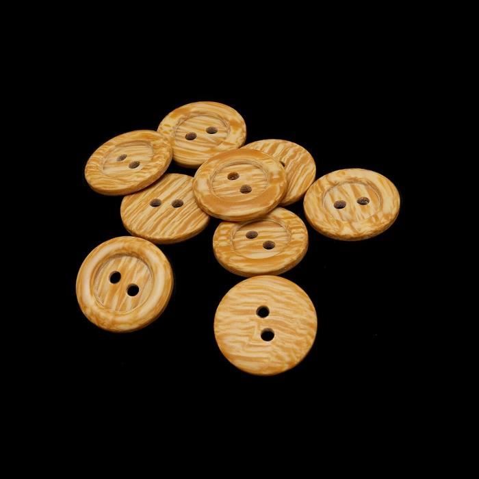 Lot De 20 Boutons Ronds En Bois Naturel - 4 Trous Pour Couture Et Vêtements