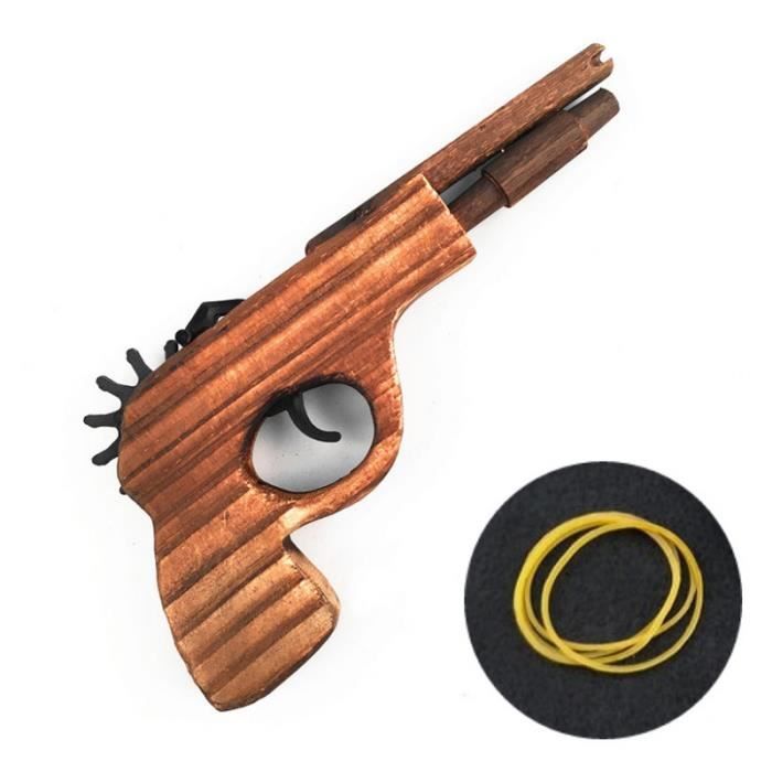 Pistolet En Bois à élastiques Lance Pierres Lanceur Accessoire Déguisement Jouet Cadeau Pour Enfant
