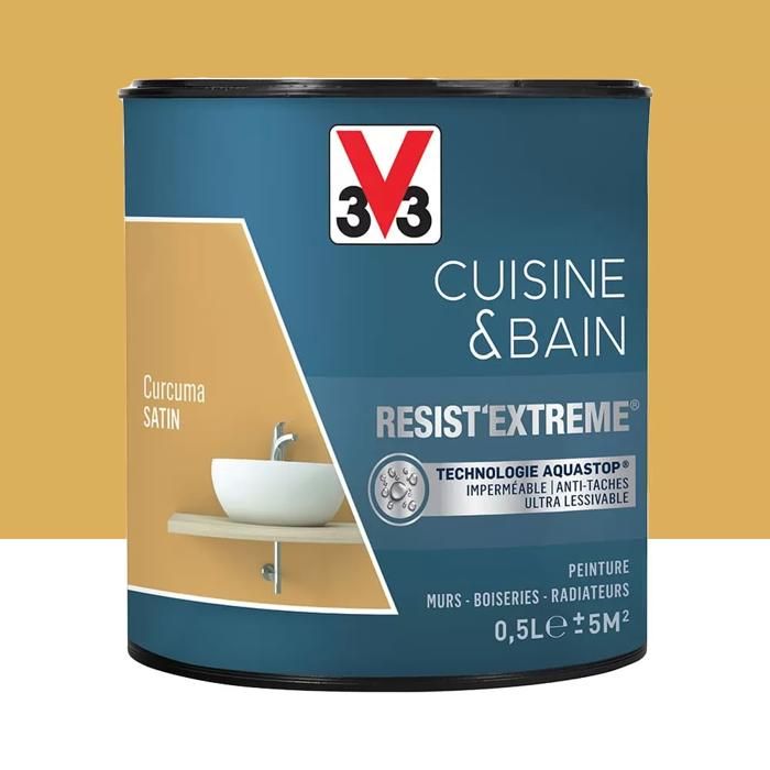 Peinture Multi-supports Cuisine & Bain – Résist’Extrême, Satin, Blanc 2L – Une Couche Suffit