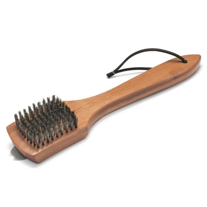 Brosse de nettoyage pour barbecue WEBER poignée en bambou 30 cm poils en acier inoxydable