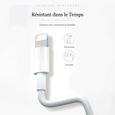 Cable Chargeur iPhone 6 Renforcé à Charge Rapide, 1 mètre, Blanc-1