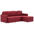 1537Good| Canapé d'angle Réversible Convertible,Canapé-lit modulaire 3 places,Sofa de salon Retro Design, Rouge bordeaux Tissu-1