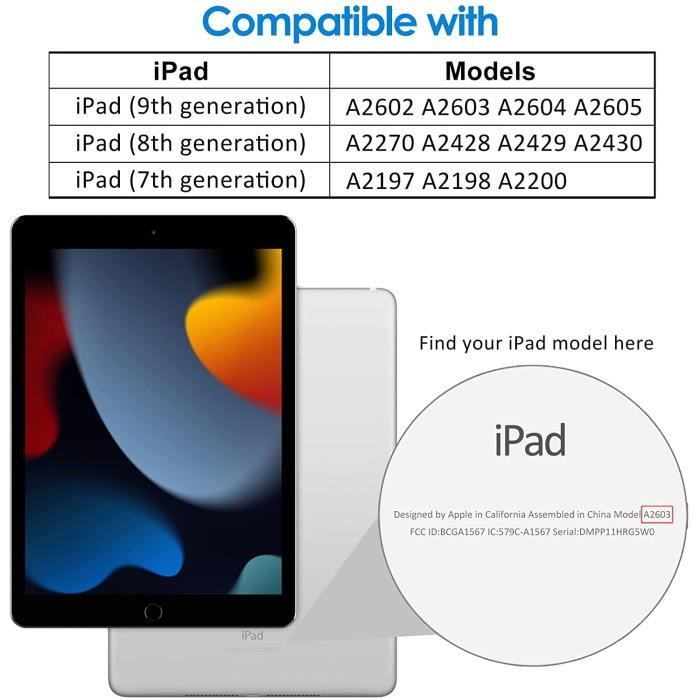 Étui pour iPad 10,2 Pouces 9ème Gén 2021-8ème Gén 2020-7ème Génération  2019, Transparent Coque à Rabat avec Support à Trois Volets C - Cdiscount  Informatique