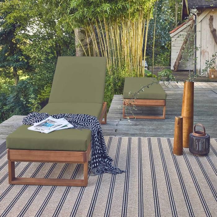 Lot de 2 bains de soleil bois d'eucalyptus Pamplona multi positions ...
