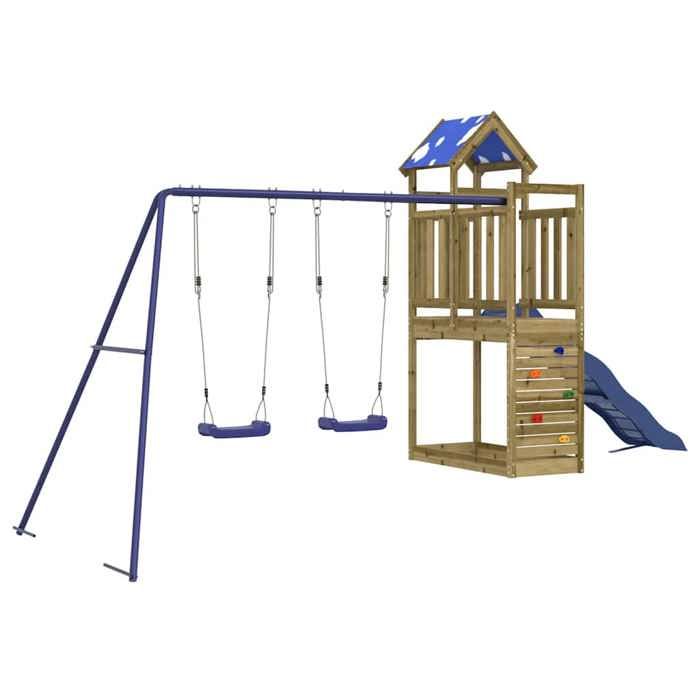 Aire de jeux d'extérieur bois de pin imprégné - Ensemble De Jeux Extérieur - Maison De Jeu Bois - Jouet Enfant - Aire De Jeux - Toboggan - Home & Living