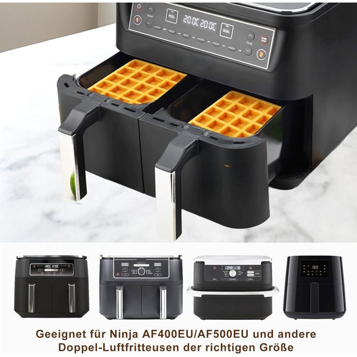Moule Gaufres Silicone Air Fryer Ninja Dual Basket - 2 Pièces Réutilisables + Clip