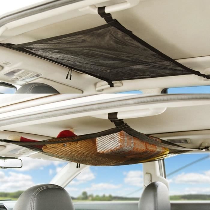 Namvo Filet De Rangement Plafond Voiture SUV – Grand Format 90x65 Cm Avec Double Fermeture Éclair Renforcée, Anti-Chute Parfait Pour Couettes Et Bagages Légers