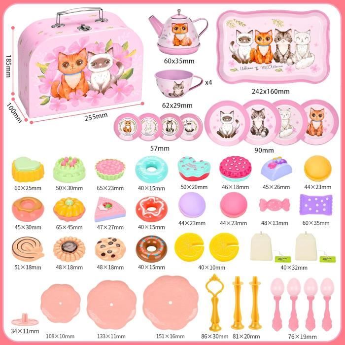 ZLPBAO 50PCS Service à Thé pour Enfants, Dînette et Son Coffret Jouet Dinette Enfant Service à Thé Jouets Jeux de Cuisine Jouet de Cuisine Faisant Semblant pour Filles 3 4 5 6