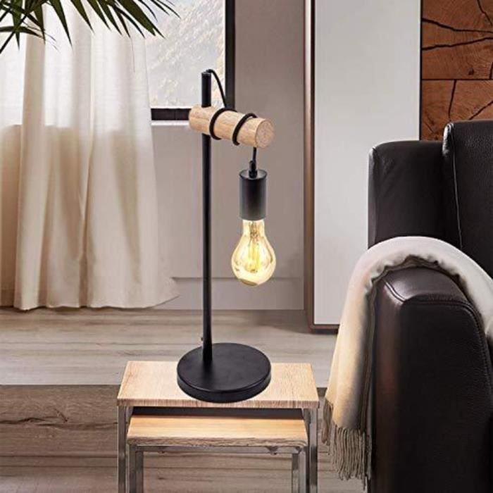 Lampe de Table LED, Lampe de Chevet Design Rétro Lampe de Lecture, E27 Noir,  pour Éclairage du Bureau et de la Chambre - Cdiscount Maison