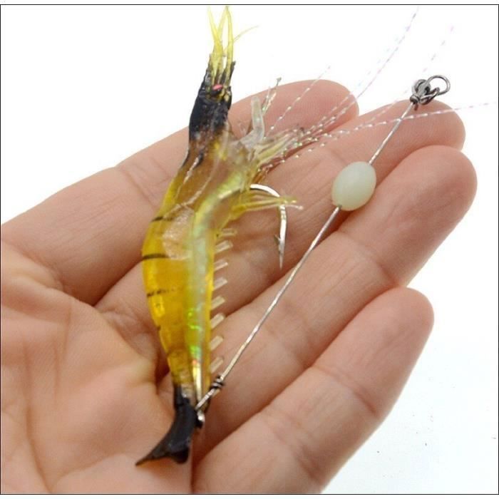 20 Pcs Simulation de Pêche a La Crevette Crochet de Leurre Doux pour