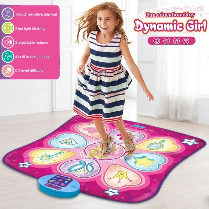 Tapis De Danse Musical URMYWO - Jeu Interactif Avec Lumières LED - 7 Modes Et 4 Niveaux - Cadeau Fille 3 à 10 Ans - Anniversaire Ou Noël