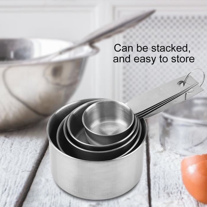 Set De Mesure Cuisine 8 Pièces - Cuillères Et Tasses Acier Inoxydable - Graduations Précises - Empilable - Lavable Lave-Vaisselle