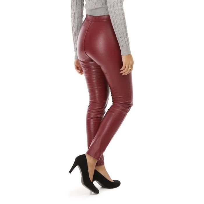 Legging simili cheap cuir bordeaux