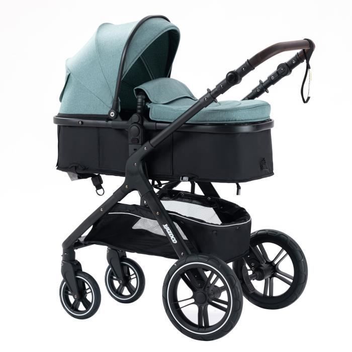 YAZOCO Poussette 3 en 1 Bebe Combinee Siege Auto Nacelle Trio Reversible Reglable Haute Qualite Roues increvables Vert Cdiscount Puericulture Eveil bebe