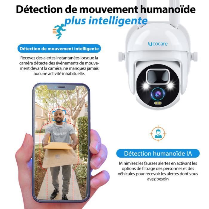 Caméra de surveillance de type dôme, usage intérieur/extérieur, wifi, 3  Mpx, carte mémoire 16Go