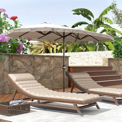 Outsunny Parasol Déporté Rectangulaire XXL 4,6 X 2,7 M – Toile 180 G/m², Manivelle Aluminium, Cadre Acier, Vert Jardin/Terrasse/Piscine