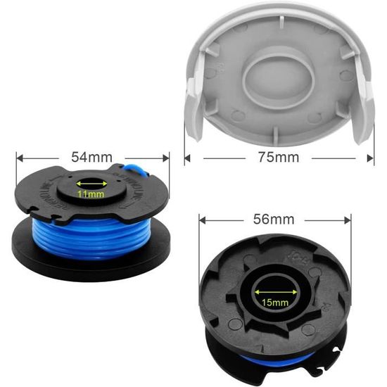 4 Bobines Fil Coupe Bordure 1,6mm + Couvercle Compatible Ryobi One+ AC14RL3A