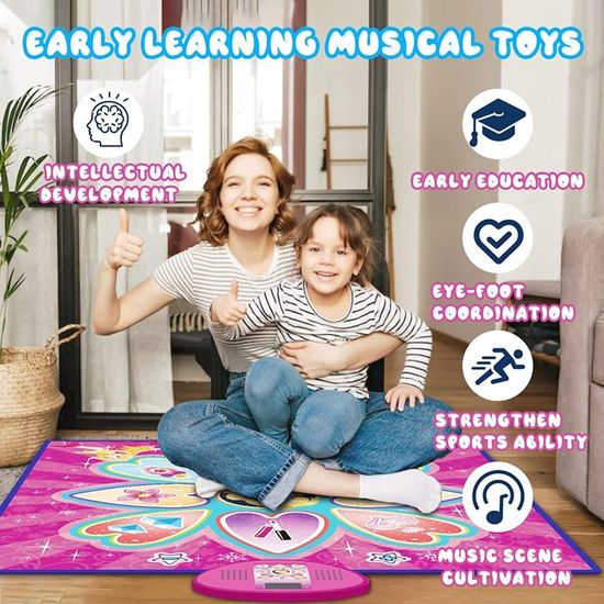Tapis De Danse Double Sans Fil Acelufly - Jeux Famille, Fitness, Yoga - Cadeau Enfants/Adultes