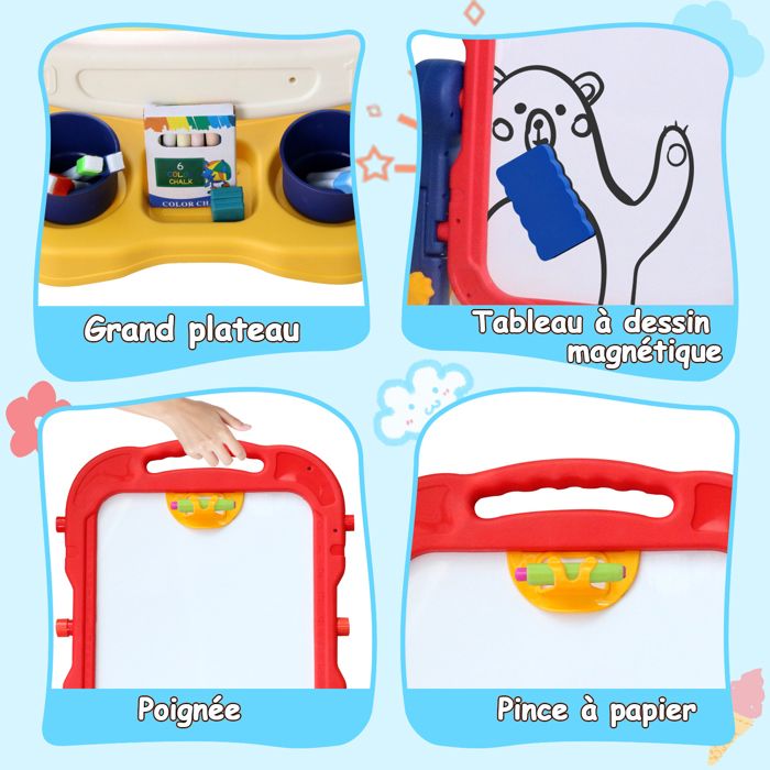 Tableau Magnétique à Dessin Enfants 4-8 Ans – Montessori + 10 Cartes Double Face + Haricots Magnétiques