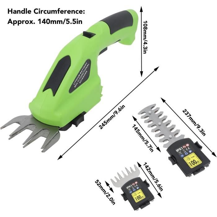 Taille-haie électrique Sans Fil 2-en-1 24V - Lames Interchangeables 12,7 Cm Et 22,9 Cm - Léger, Pour Petits Jardins Et Bordures