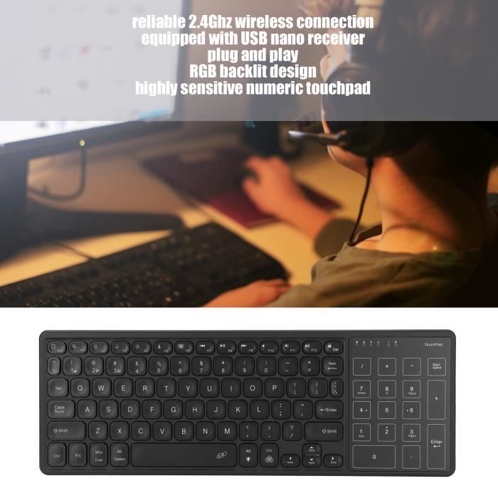 FELiCON Clavier Numérique Sans Fil AK18 - Pavé Numérique Portable 2,4GHz, Design Rétro, Pour Mac/PC