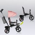 LIONELO Haari - Tricycle bébé évolutif - Jusqu'à 25 Kg - Siège réversible - Grand Panier Sac - Porte-gobelet - Roue Libre - Rose-3