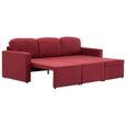 1537Good| Canapé d'angle Réversible Convertible,Canapé-lit modulaire 3 places,Sofa de salon Retro Design, Rouge bordeaux Tissu-3