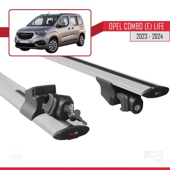 Acpar Barres De Toit FLY Pour Opel Combo (E) 2019-2022 - Railing Gris, Porte-Bagages Aluminium Compatible Rails D'Origine