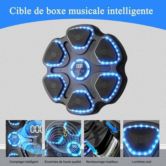 Machine De Boxe Musicale Bluetooth - 9 Vitesses, Lumières RGB, Compteur Automatique - Entraînement à La Maison, Gym, Famille - 8