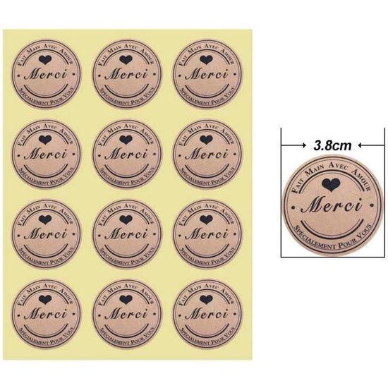 300pcs Autocollants Etiquette Merci Etiquette Kraft Fermer Enveloppe Cadeau Colis Avec 10 Etiquette Meric Utiliser Pour Mariag 185 Cdiscount Beaux Arts Et Loisirs Creatifs