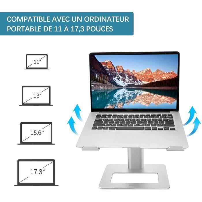 Support Ordinateur Portable, Support PC Portable à 9 Niveaux Réglables en  Aluminium Ventilé pour 10” - 15.6” PC Portable - Cdiscount Informatique