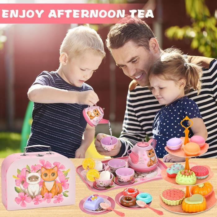 FAMKEEP 48PCS Service à Thé pour Enfants,Service à Thé Jouets, Dînette