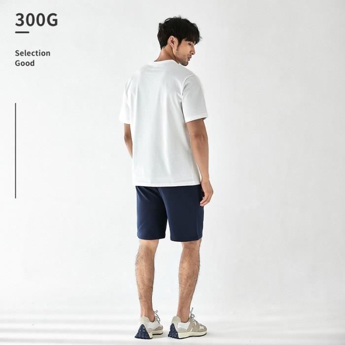 T-shirt homme VITATA 300g lourd blanc pur coton manches