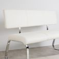 Banc D'Entrée 3 Places Vilas - 136x87x56 Cm, Tissu Bouclé Blanc, Piètement Chromé - IDIMEX
