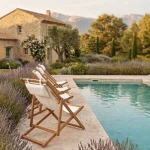 2 Chaises Longues En Bois Avec Toile Réglable Pour Plage Ou Piscine