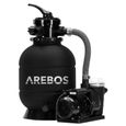 AREBOS Système de Filtre à Sable avec Pompe | Noir |400W | 10.200 L/h |Capacité du réservoir jusqu'à 20 kg de Sable |avec manomètre-0
