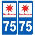 Autocollant (sticker) : numéro immatriculation 75 (Paris)-0
