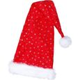 Bonnet de Noël long environ 60 cm cadeau pour femme fille lux très classe (wm-35) en tissus velours rouge avec petittes paillettes-0