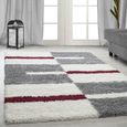 Tapis Shaggy Shaggy Gris Rayé Vert Rouge Tapis Beige De Salon Rouge 120x170 Cm