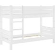 60.16-09WT80oR Cadre de lit superposé pour adultes en pin massif lasuré blanc, très stable 90x200 séparable, niche 80 cm, sans-0