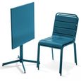 Table de jardin carrée inclinable et 2 chaises en métal bleu pacific-0