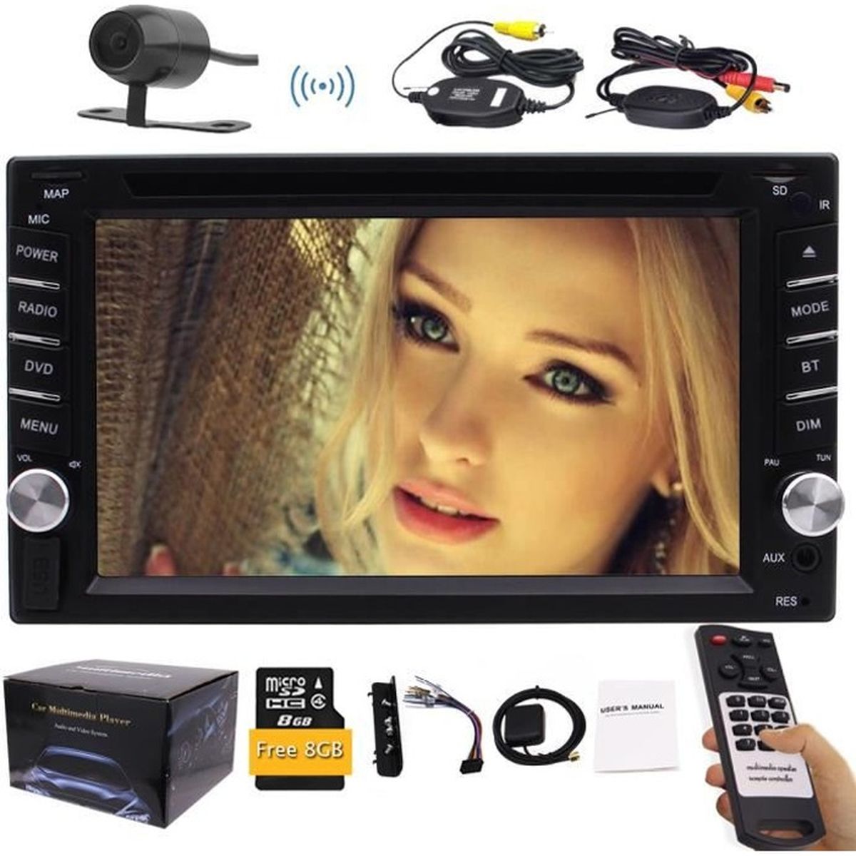 Caméra de recul sans fil inclus !!! Universal 6.2" Double Din Véhicule